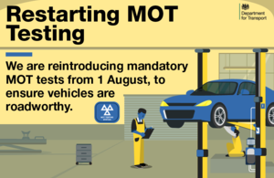 Mandatory MOT testing to be reintroduced from 1 August
